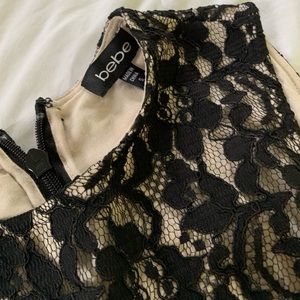 Worn once, Bebe lace peplum dress.
